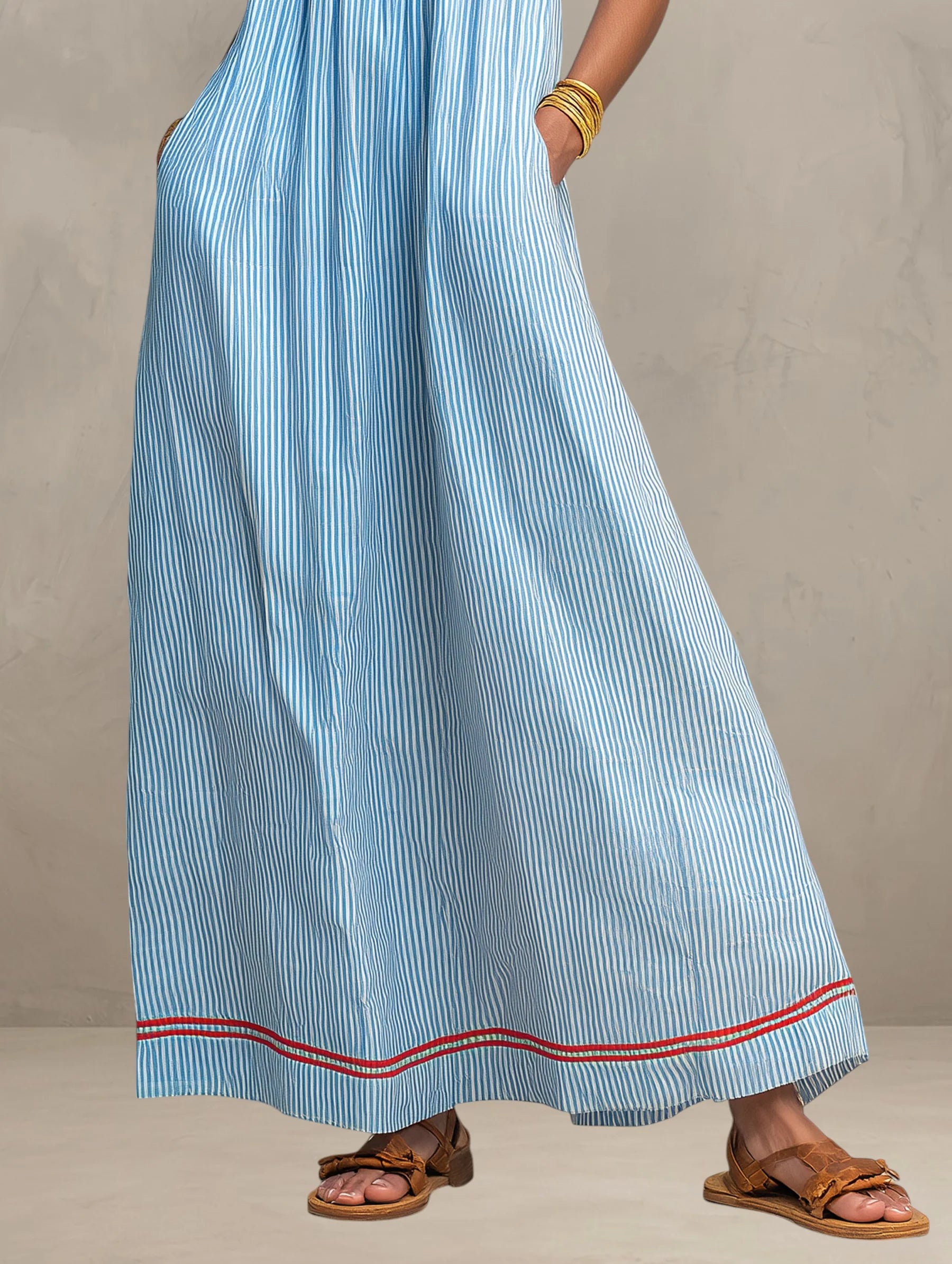 Ibiza | Conjunto Top Drapeado y Pantalón Ancho Mediterráneo