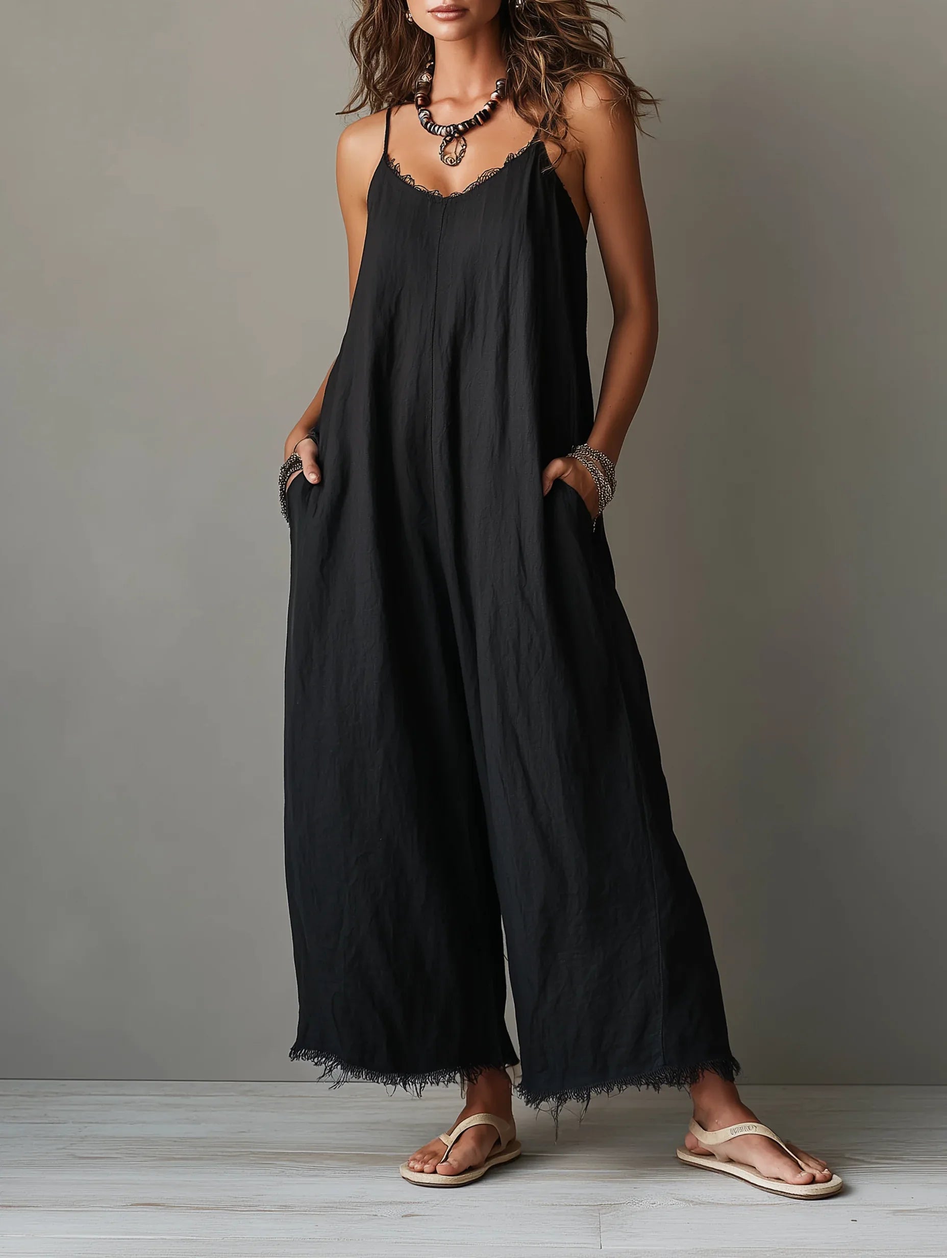Léa - Mono minimalista de lino para mujer