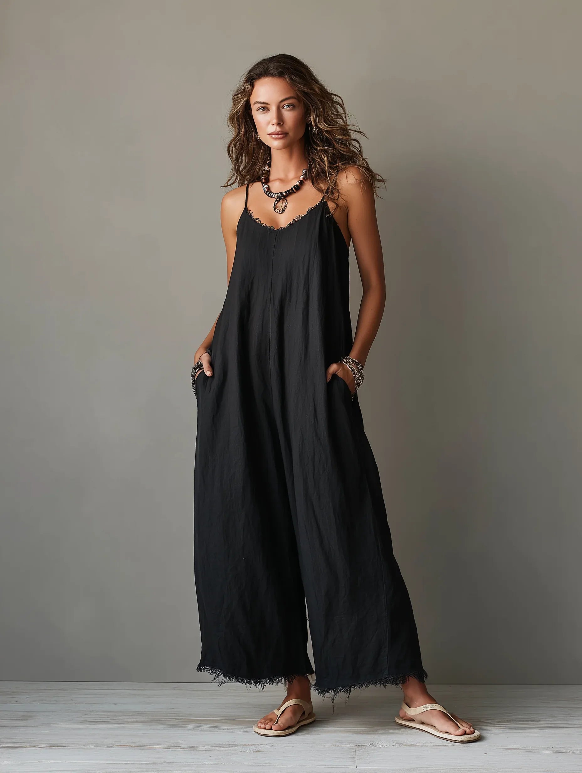 Léa - Mono minimalista de lino para mujer