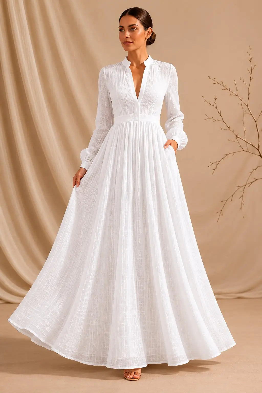 Vestido Blanco Largo Camisero