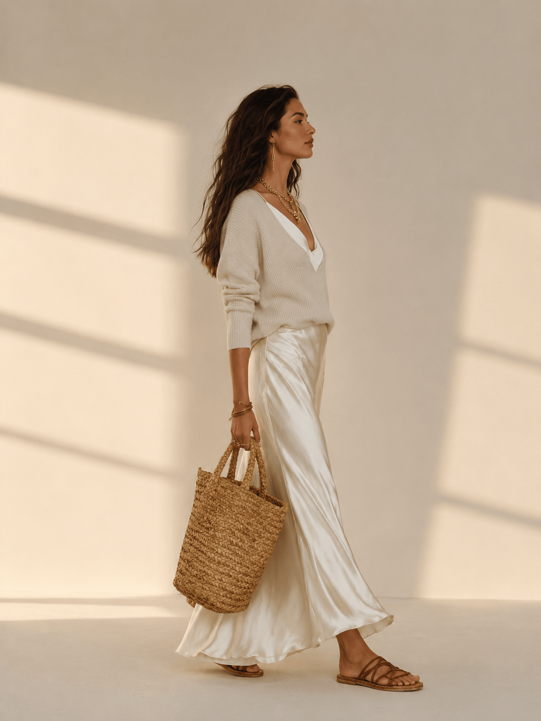 Mirela Studio Conjunto Midi Satén Elegante