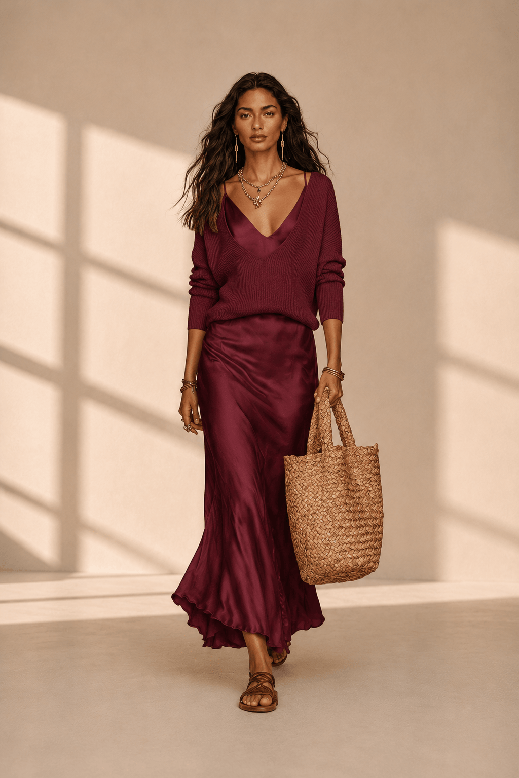 Mirela Studio Rojo / XS Conjunto Midi Satén Elegante