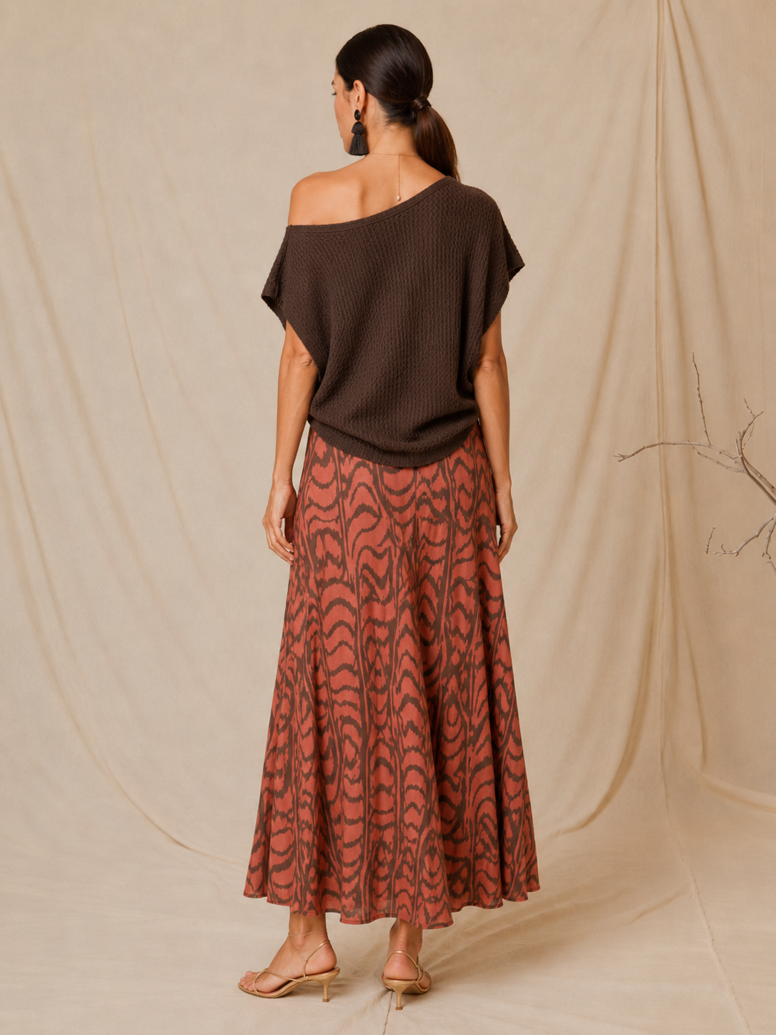 Falda Savanna — Estampado Ikat Terracota