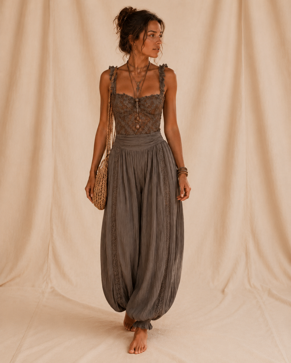 Conjunto Ibiza · Top Encaje y Pantalón Boho