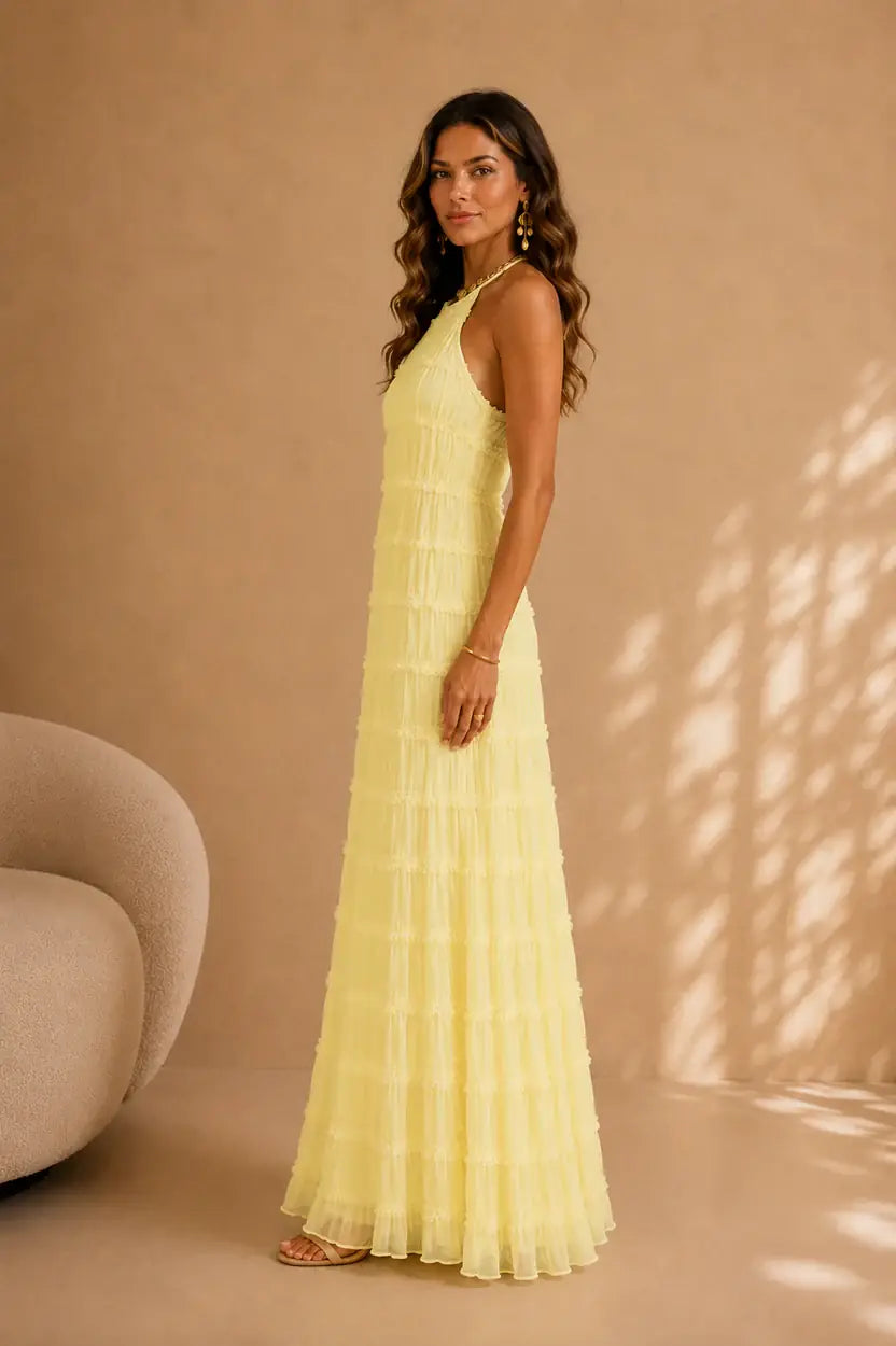 Vestido Maxi Volantes Halter
