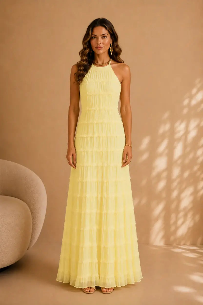 Vestido Maxi Volantes Halter