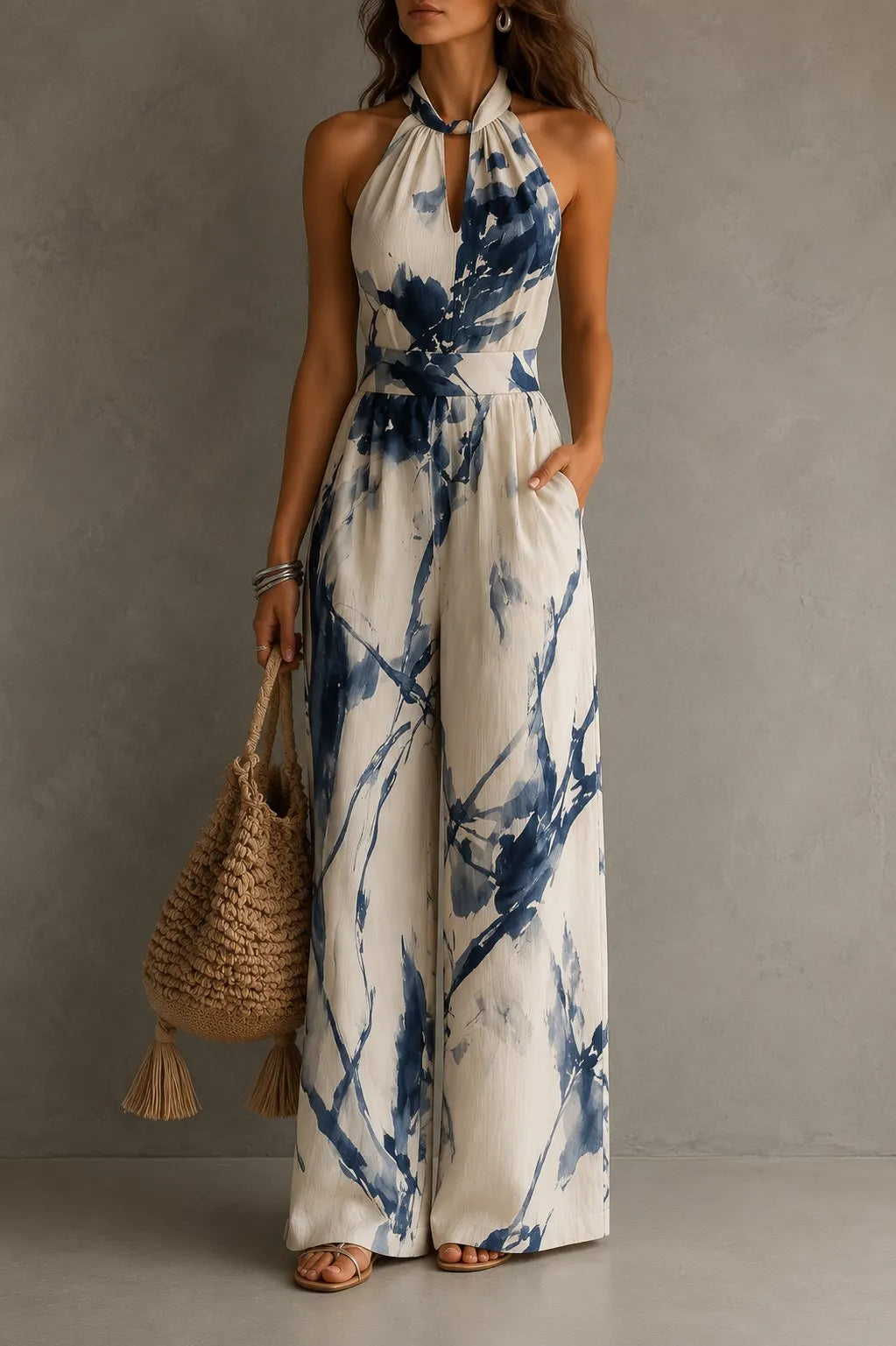 Sofía | Mono Halter Floral Azul
