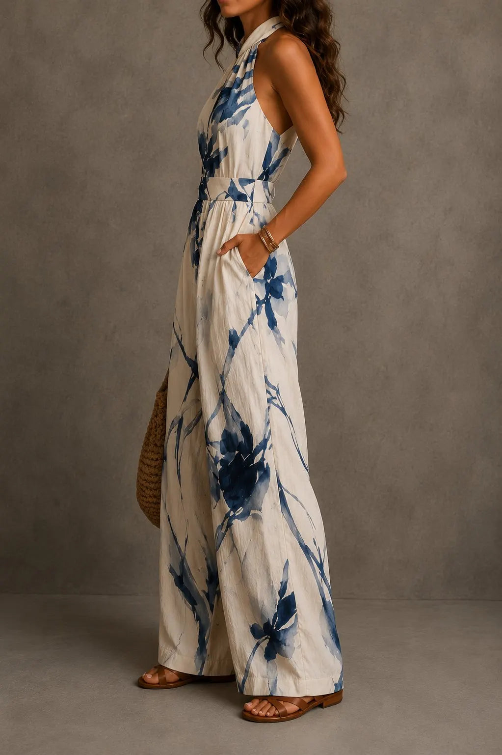 Sofía | Mono Halter Floral Azul
