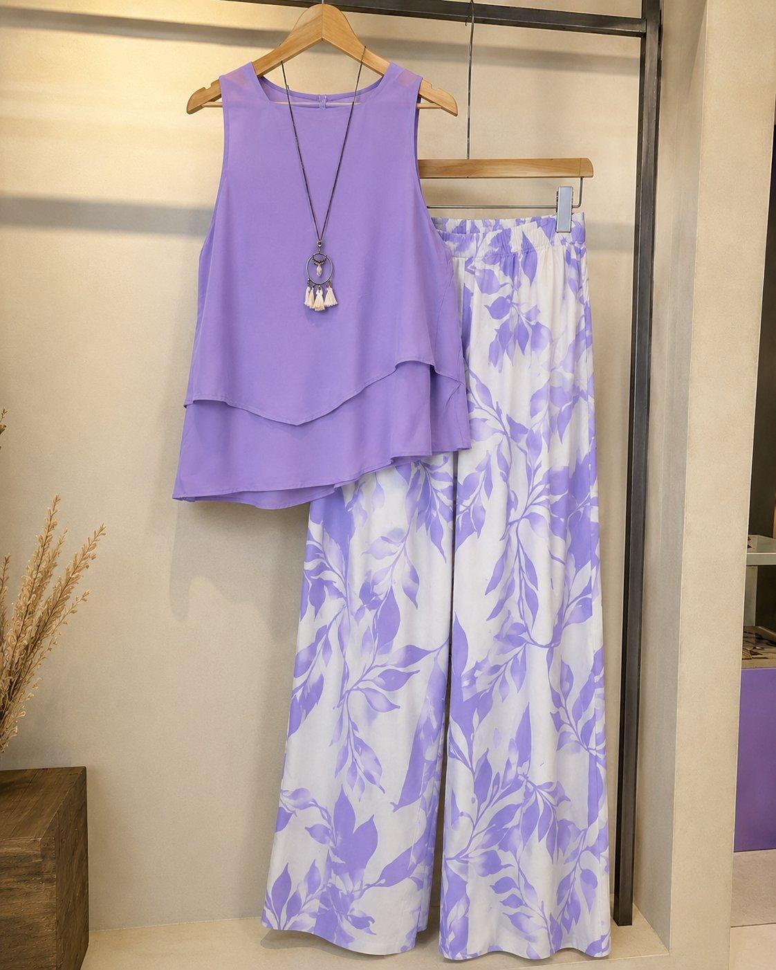 Mirela Studio Violette | Conjunto Fluido Hojas Lila