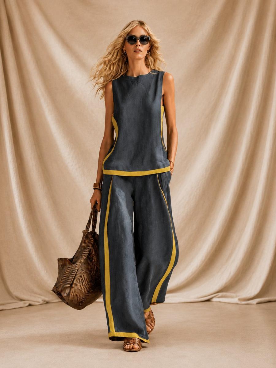 Sara | Conjunto de lino bicolor