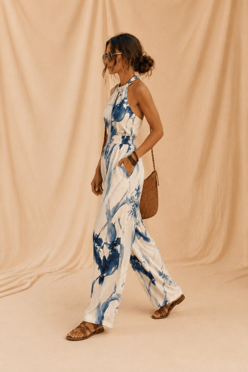 Sofía | Mono Halter Floral Azul