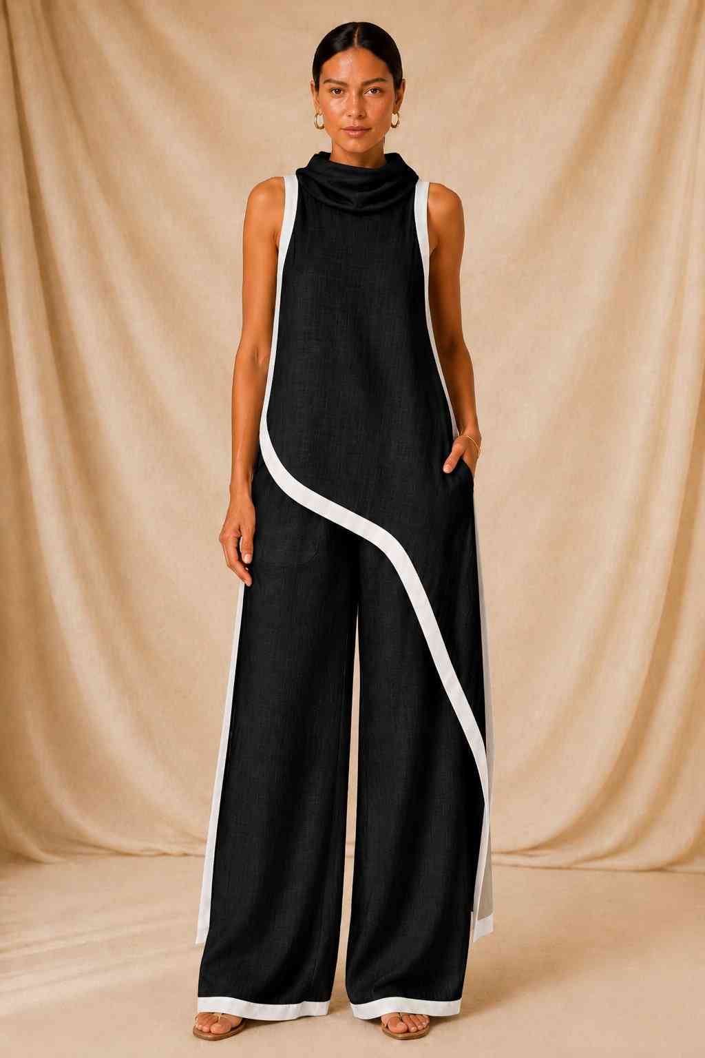 Noa | Conjunto Lino con Ribete Negro