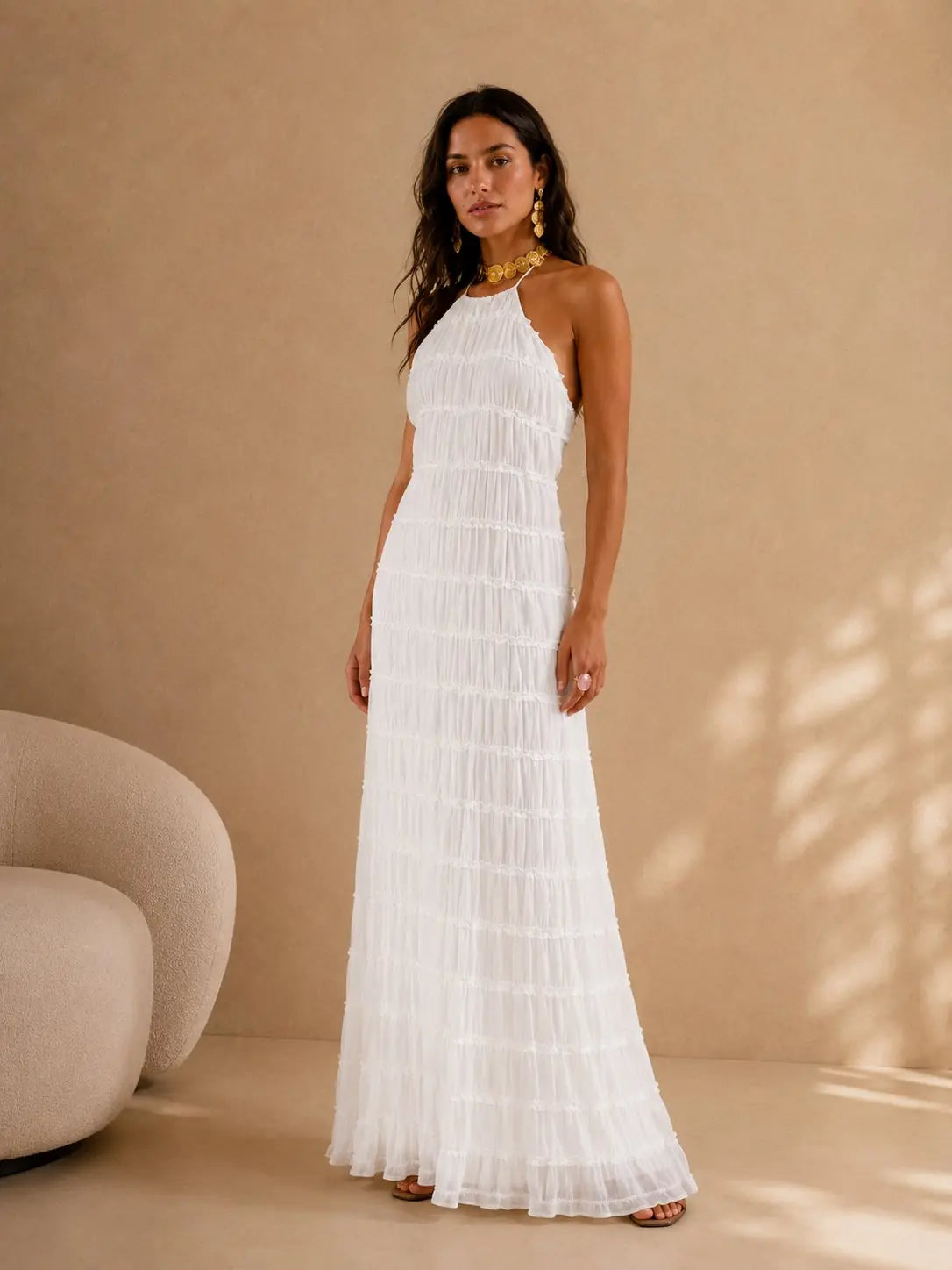 Vestido Maxi Volantes Halter