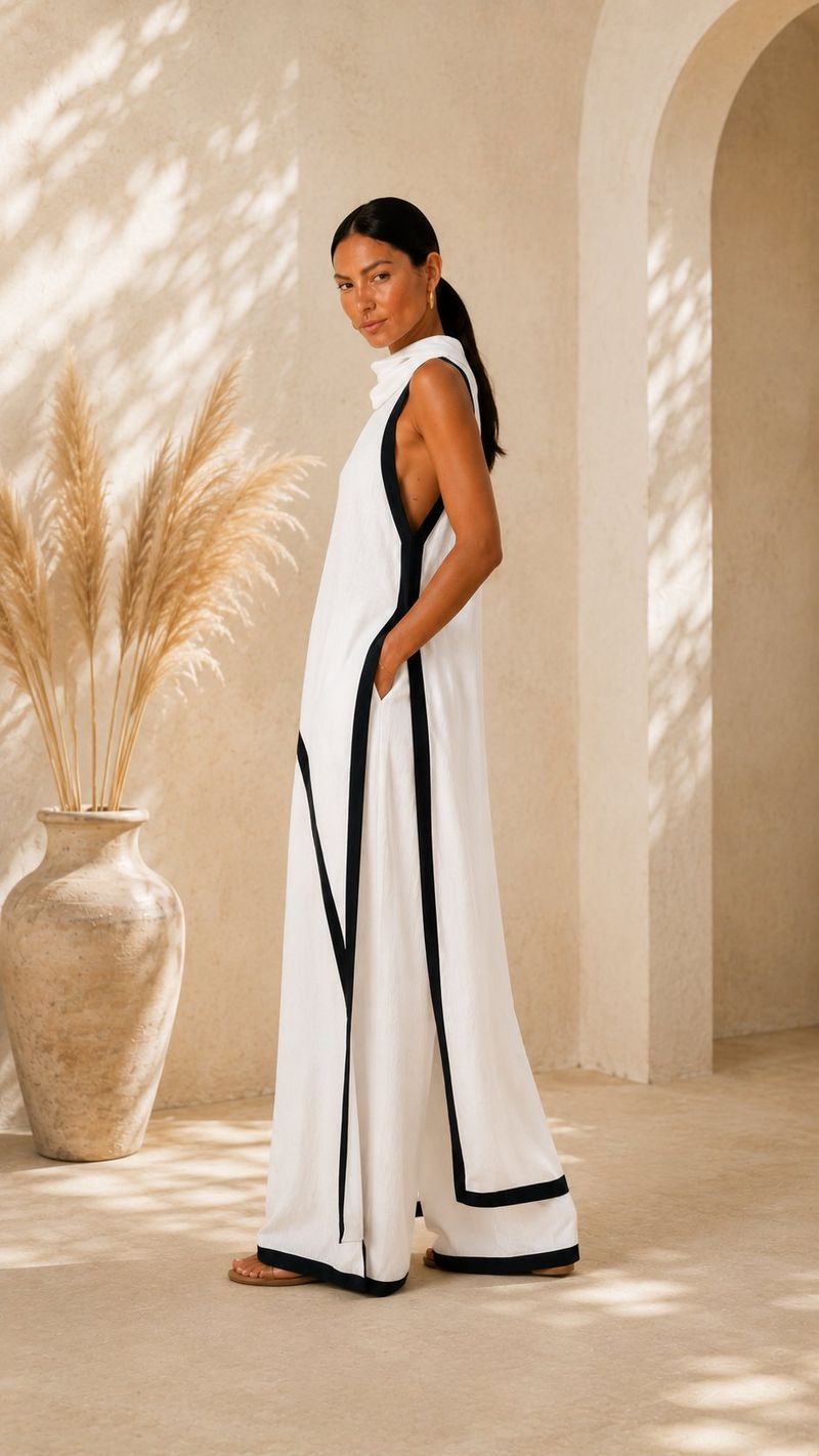 Noa | Conjunto Lino con Ribete Negro